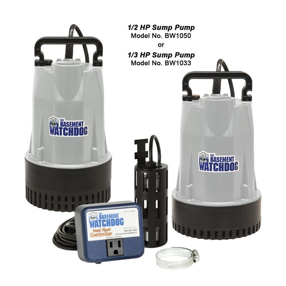 Basement Watchdog 3//4 HP Cast Iron//Cast Aluminum Submersible Sump Pump with Caged Dual Micro Reed Float Switch